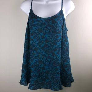 spaghetti strap top teal floral adjustable strapM